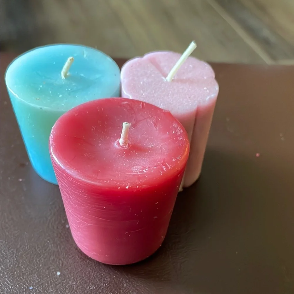 3 Colorful Votive Candles